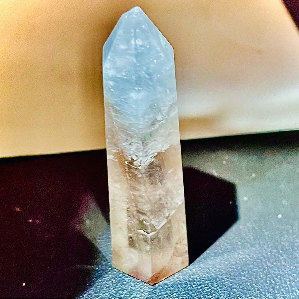 New Natural Rare Ferruginous Quartz Crystal Clear Red Line Small Tower Stone